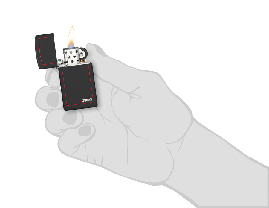 slim negro mate con borde rojo