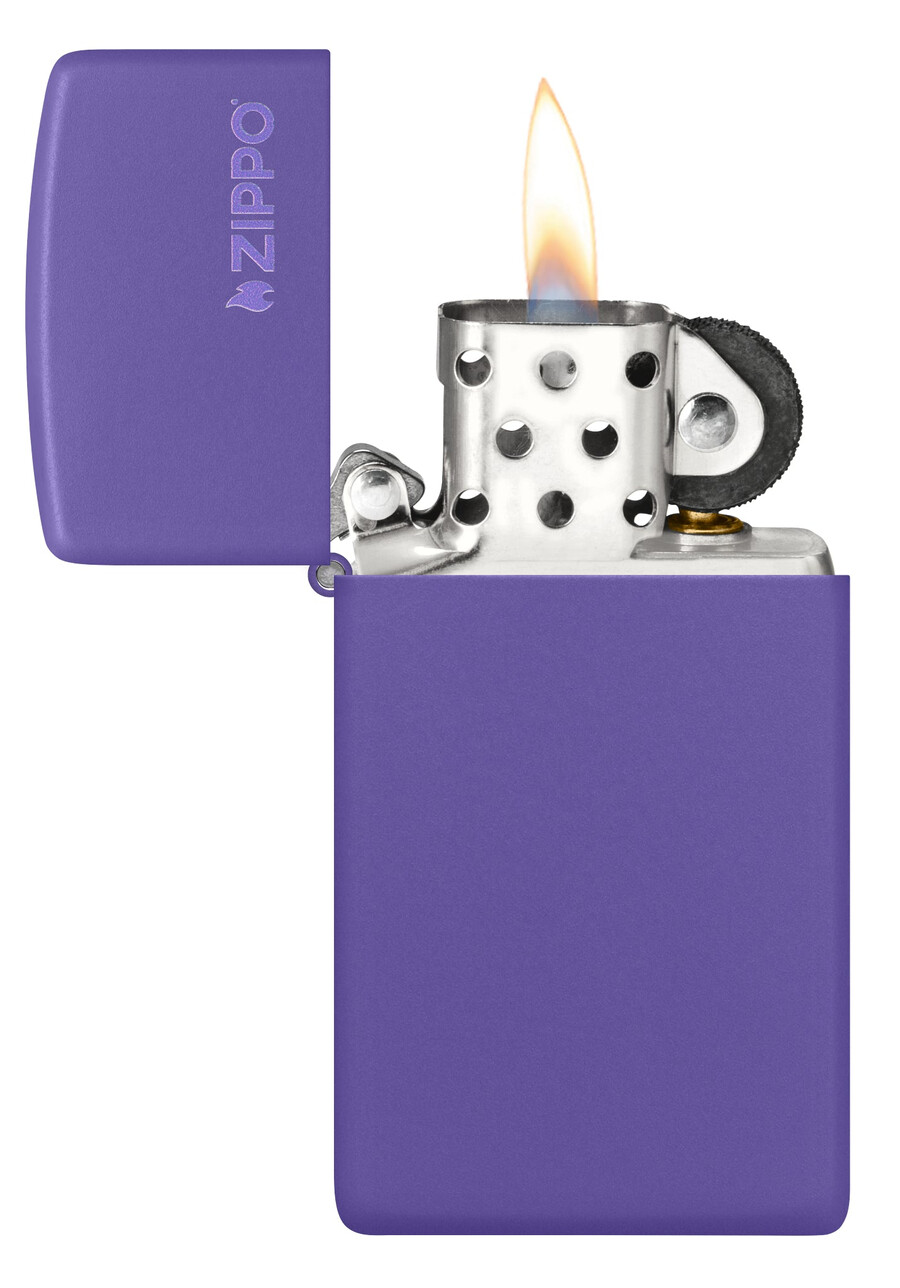 zippo slim morado mate con logotipo