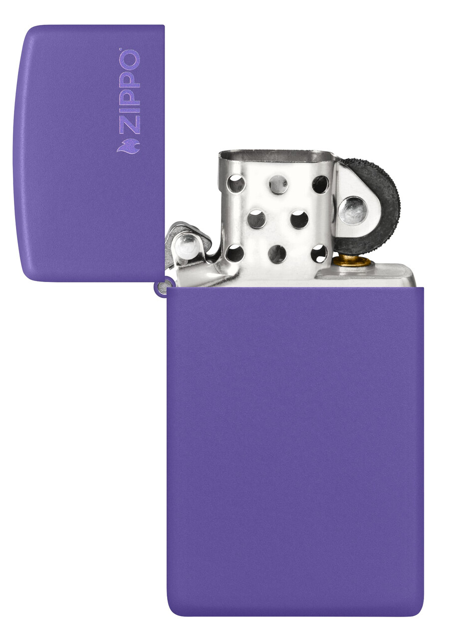zippo slim morado mate con logotipo