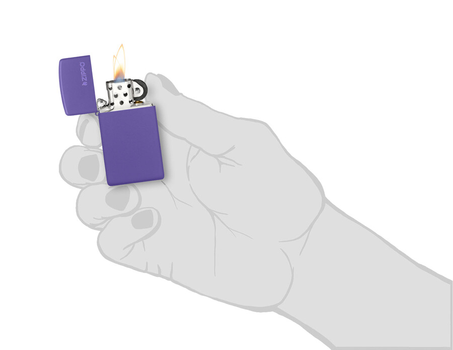 zippo slim morado mate con logotipo