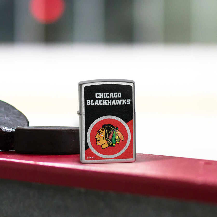 diseño de logotipo con bloques de color de los chicago blackhawks