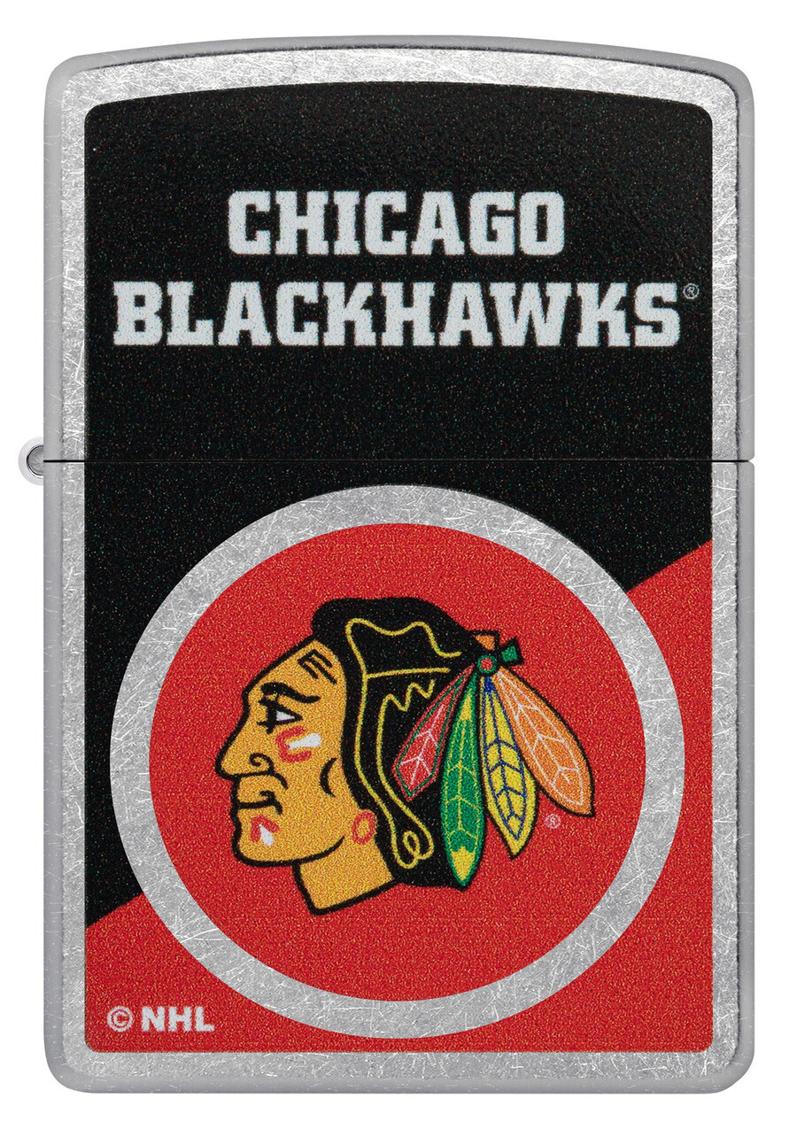 diseño de logotipo con bloques de color de los chicago blackhawks