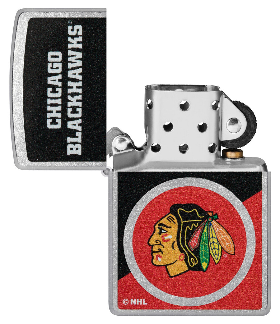 diseño de logotipo con bloques de color de los chicago blackhawks