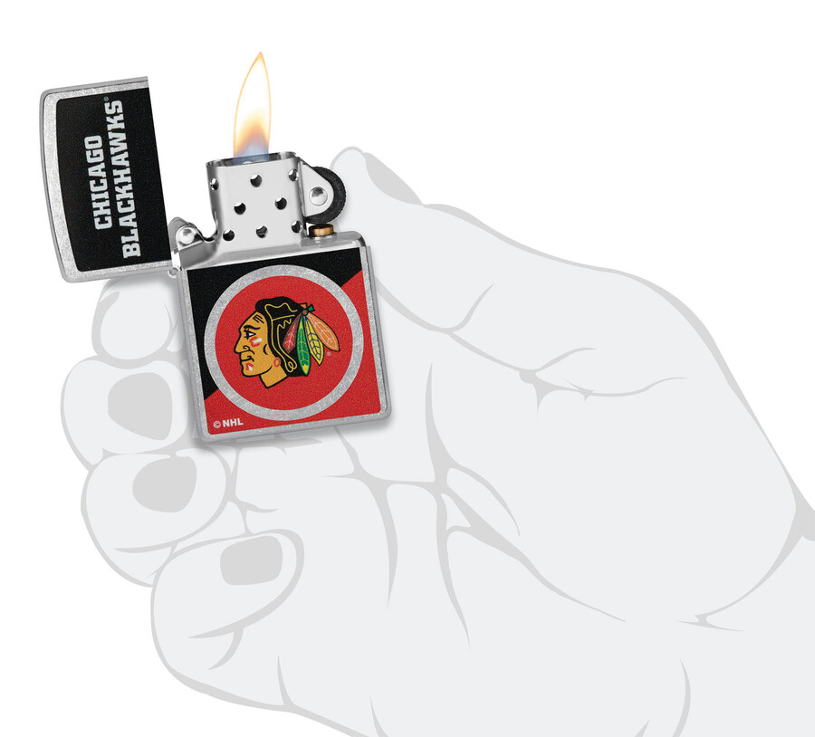 diseño de logotipo con bloques de color de los chicago blackhawks