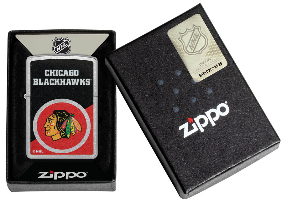 diseño de logotipo con bloques de color de los chicago blackhawks
