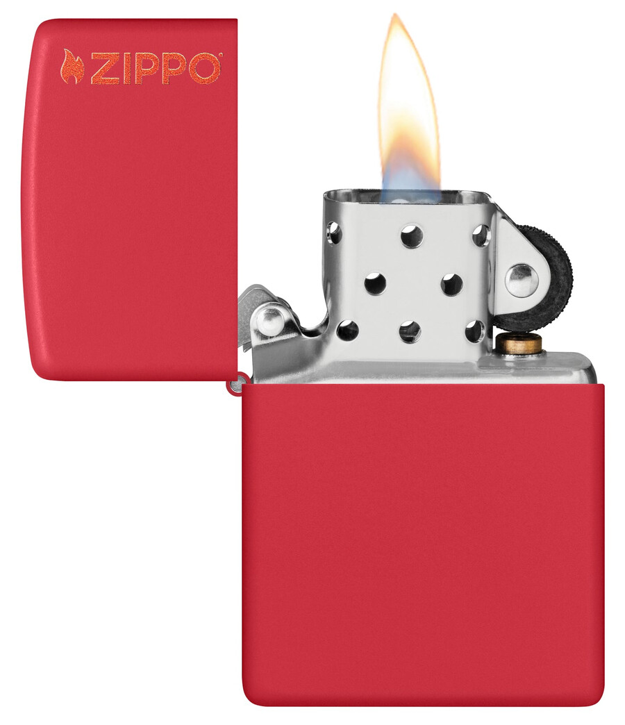 zippo clásico rojo mate con logotipo