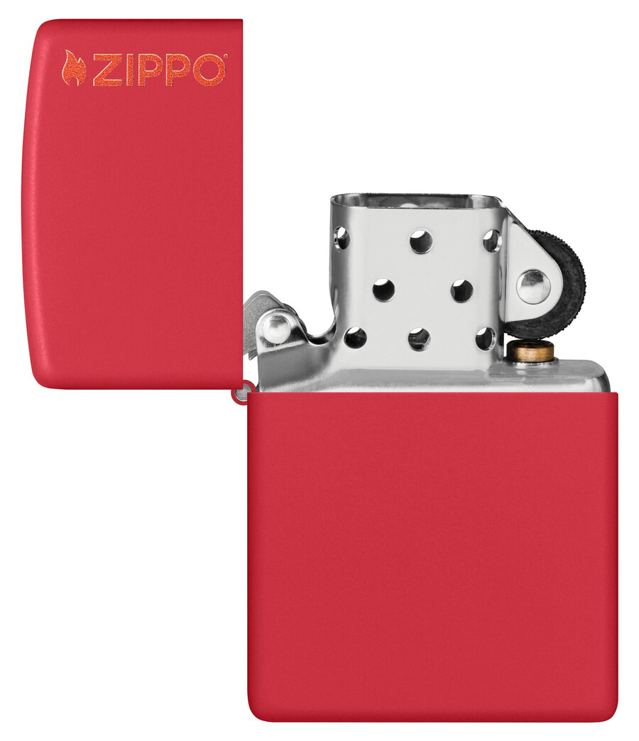 zippo clásico rojo mate con logotipo