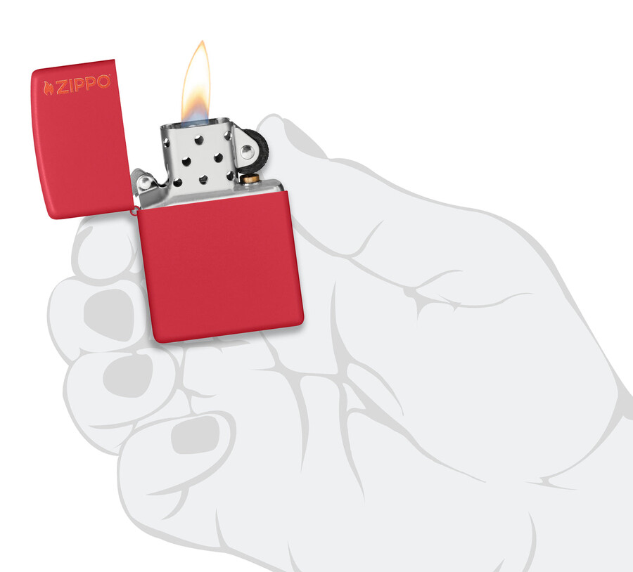 zippo clásico rojo mate con logotipo