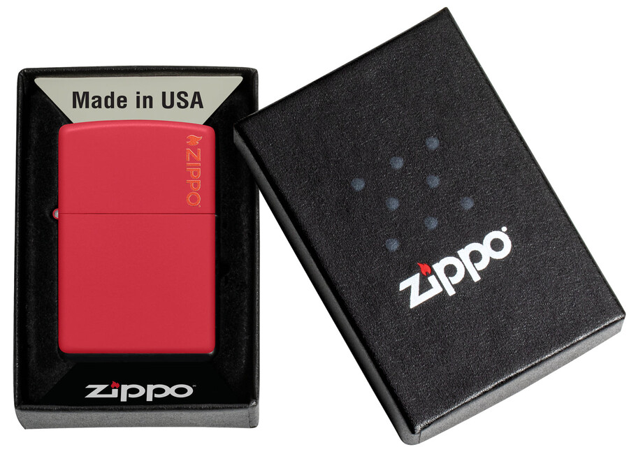 zippo clásico rojo mate con logotipo