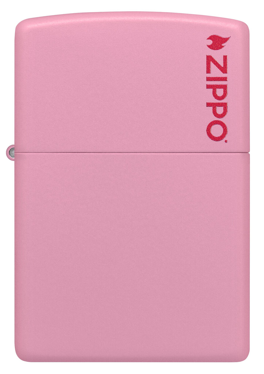 zippo clásico rosa mate con logotipo