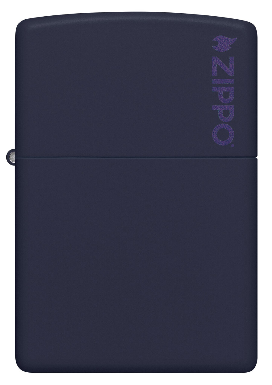zippo clásico azul marino mate con logotipo