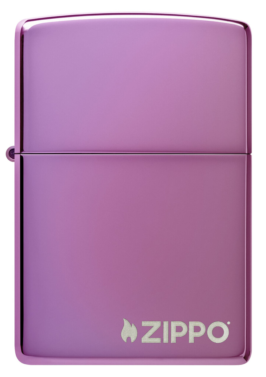 zippo clásico con el logotipo morado de alto brillo