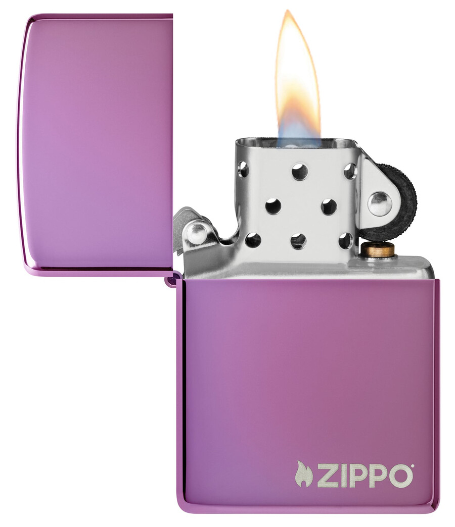 zippo clásico con el logotipo morado de alto brillo