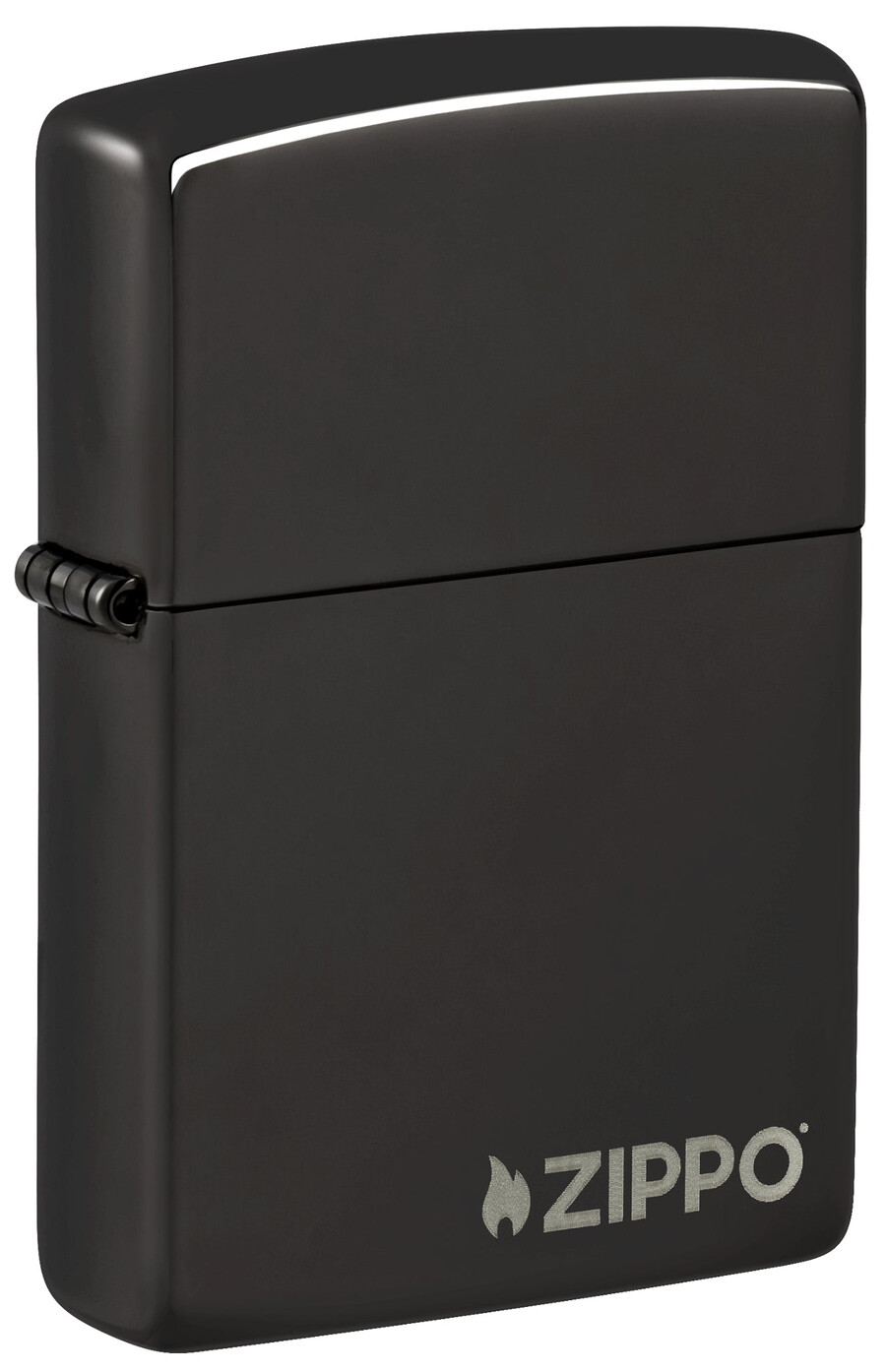 zippo clásico con logotipo negro de alto brillo