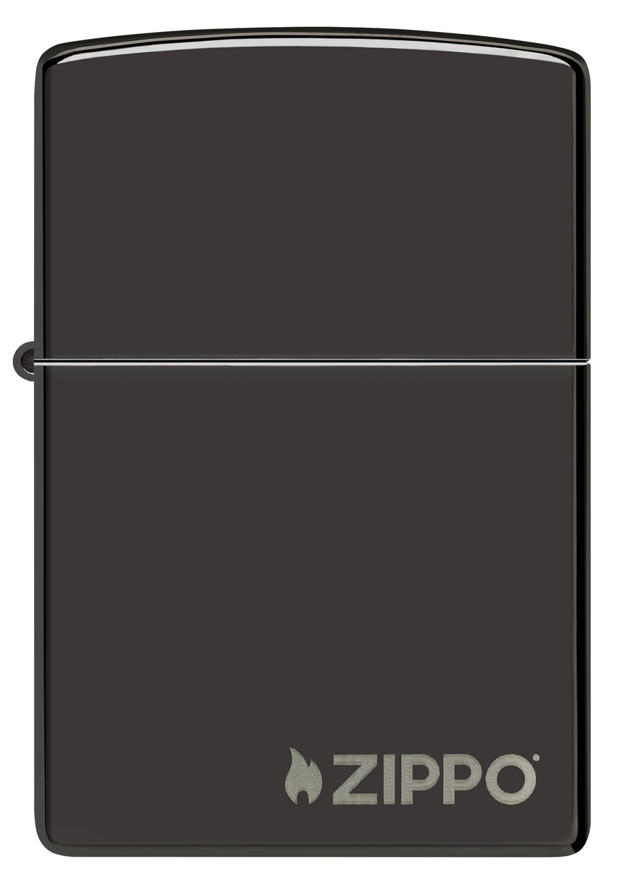 zippo clásico con logotipo negro de alto brillo