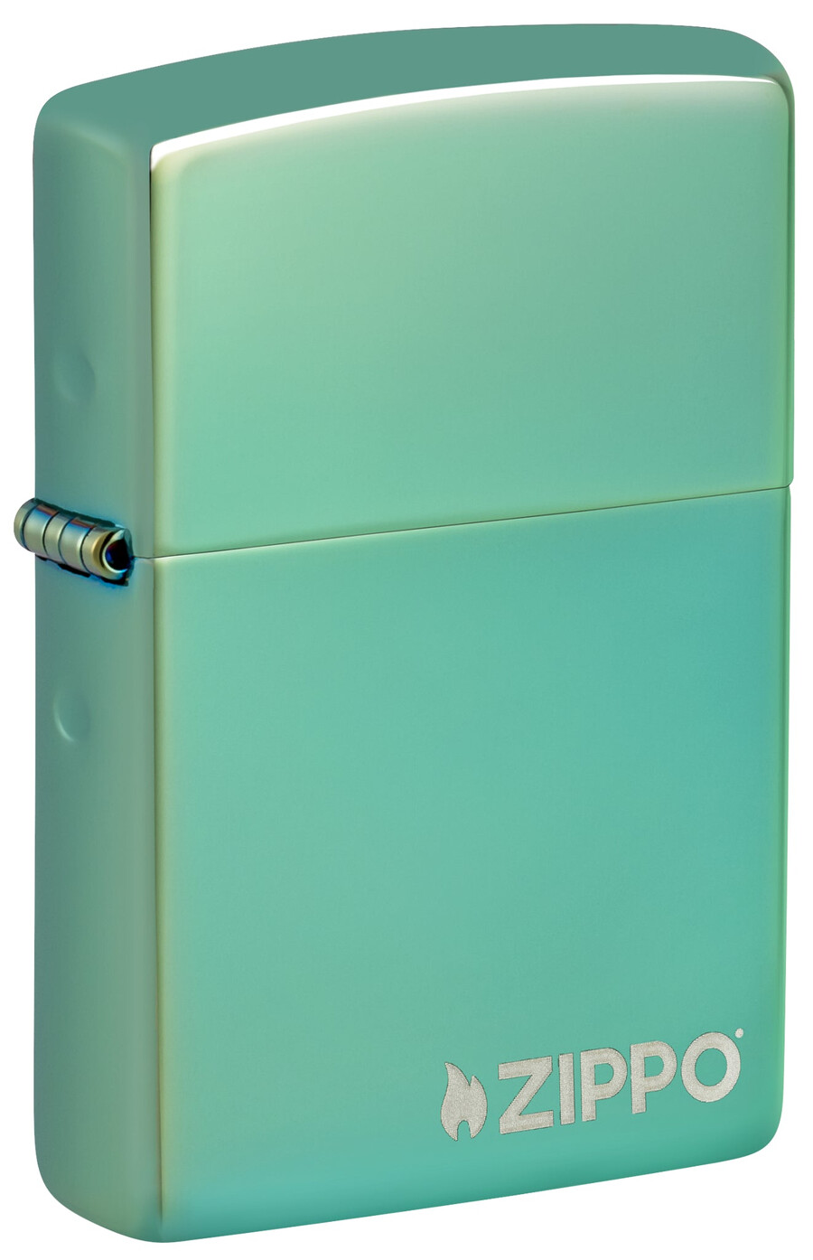 zippo clásico con el logotipo verde de alto brillo