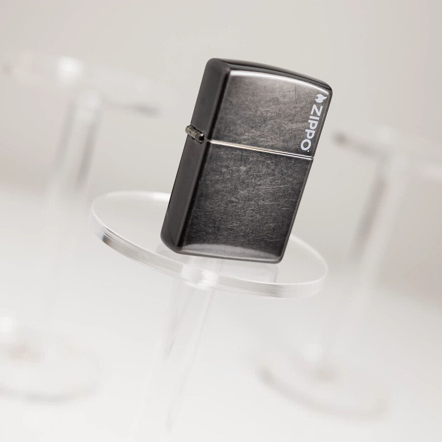logotipo clásico gris de zippo
