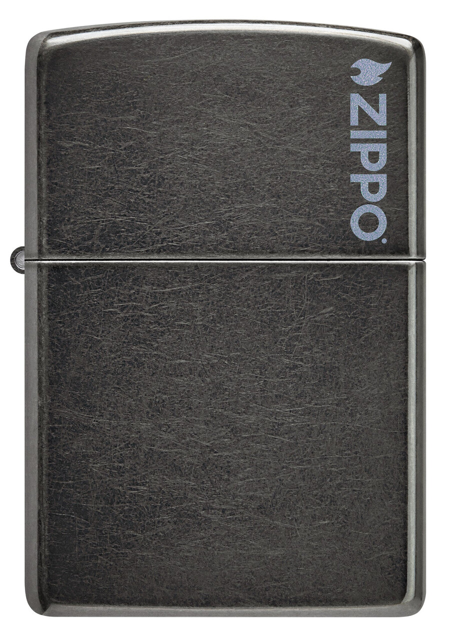 logotipo clásico gris de zippo