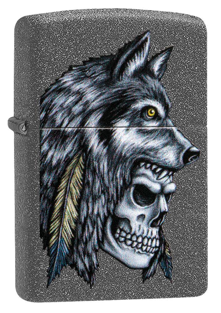 diseño de pluma de calavera de lobo