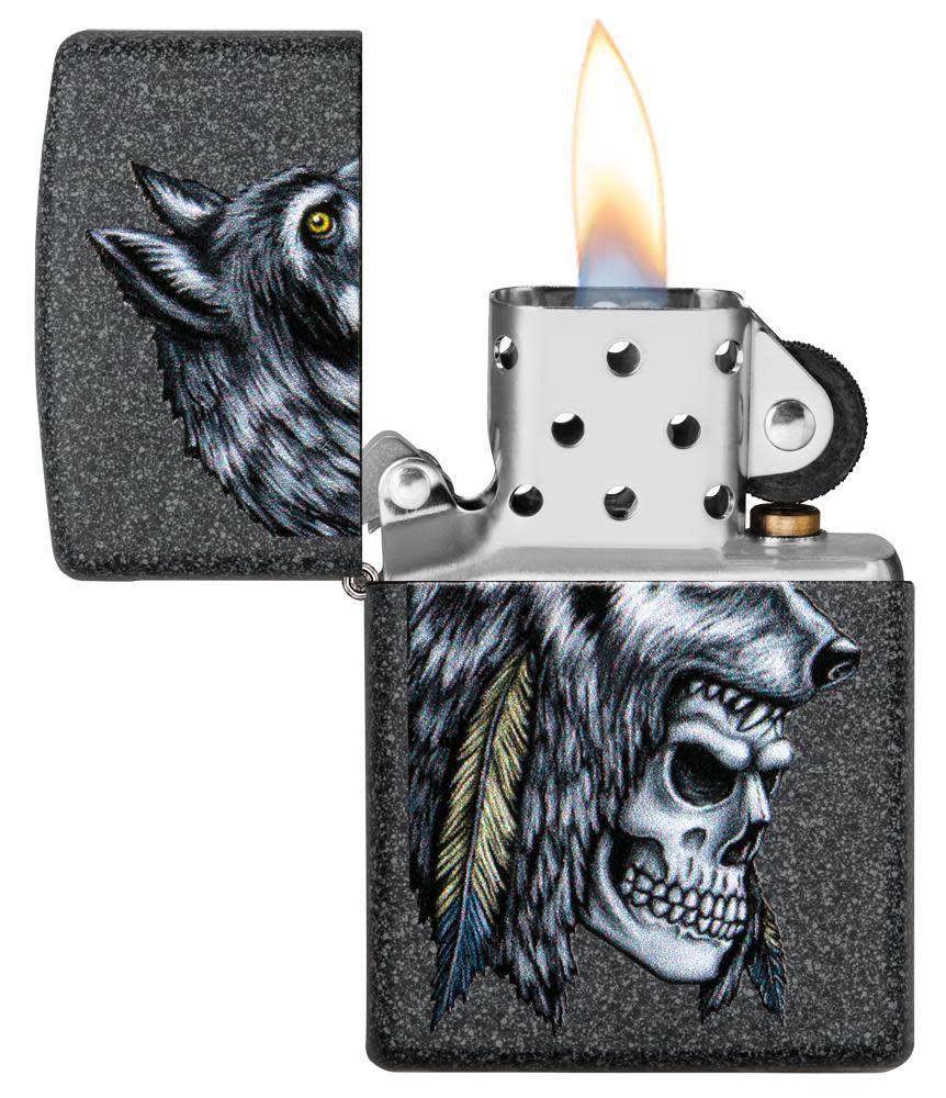 diseño de pluma de calavera de lobo