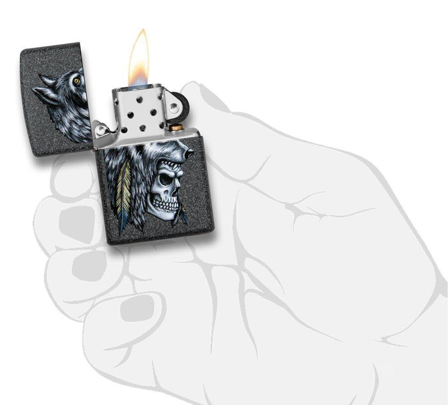 diseño de pluma de calavera de lobo
