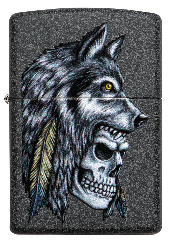 diseño de pluma de calavera de lobo