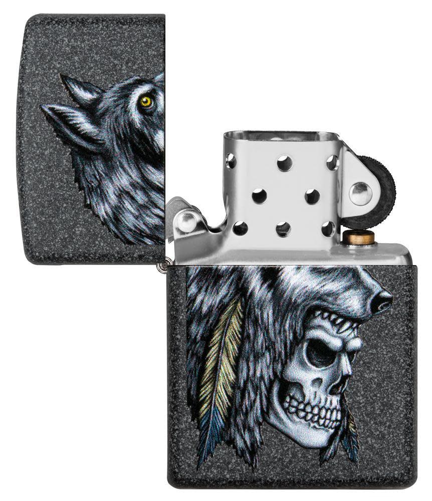 diseño de pluma de calavera de lobo