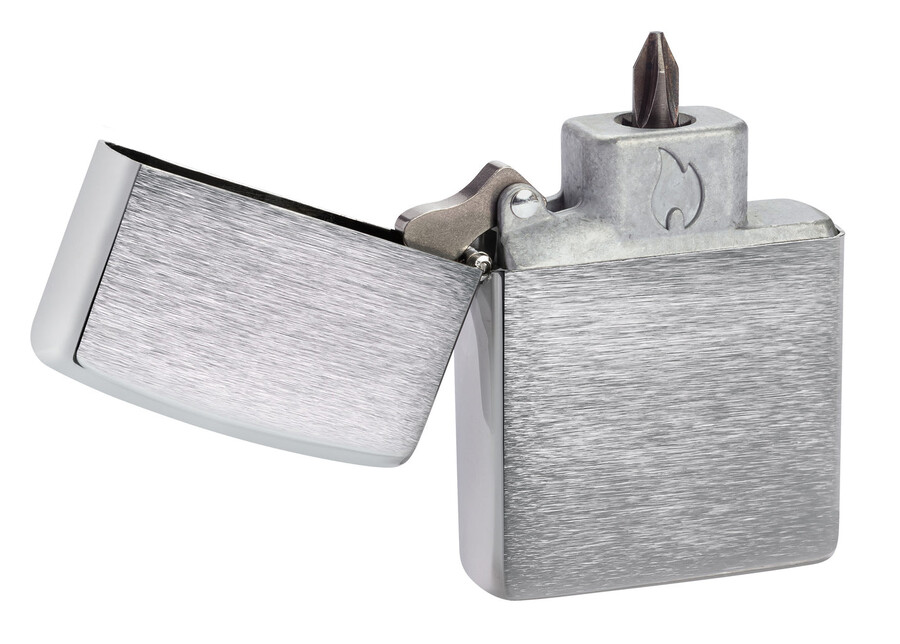 destornillador bit safe con carcasa de cromo cepillado