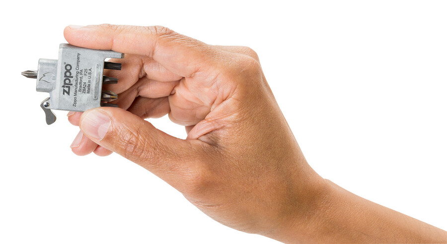destornillador bit safe con carcasa de cromo cepillado
