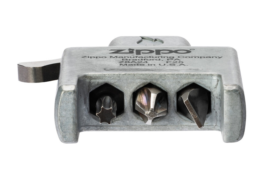 destornillador bit safe con carcasa de cromo cepillado