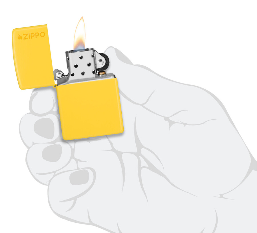 zippo con el logotipo clásico de girasol