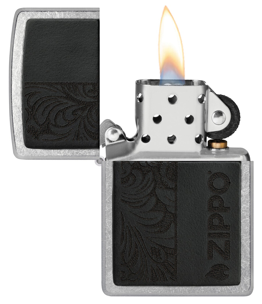 emblema de cuero negro - diseño zippo