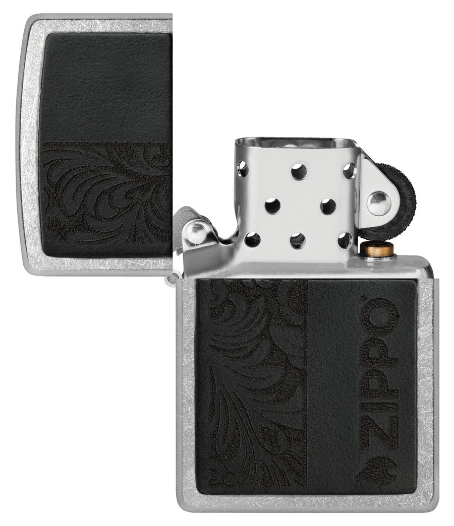 emblema de cuero negro - diseño zippo