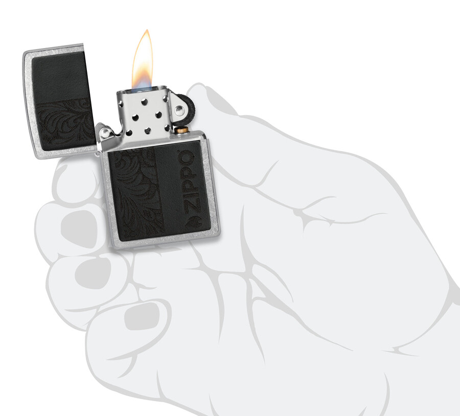 emblema de cuero negro - diseño zippo