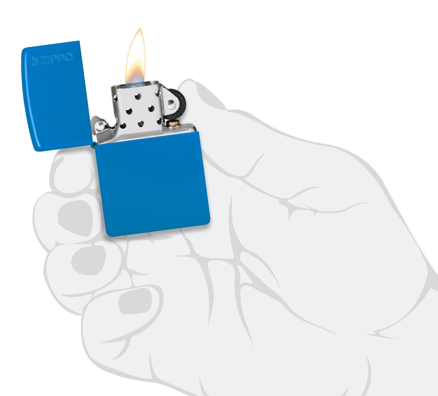 zippo clásico azul cielo mate con logotipo