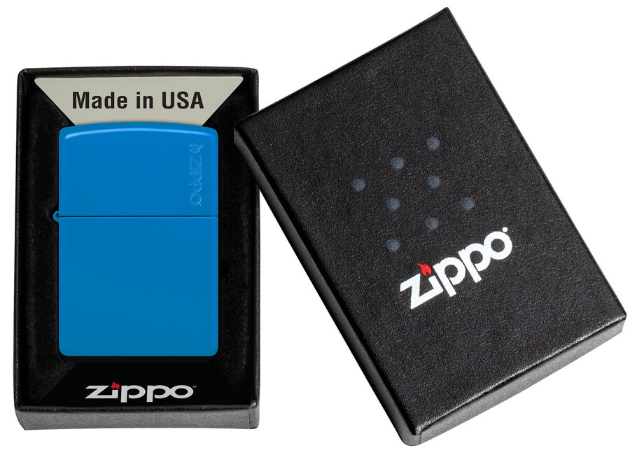 zippo clásico azul cielo mate con logotipo