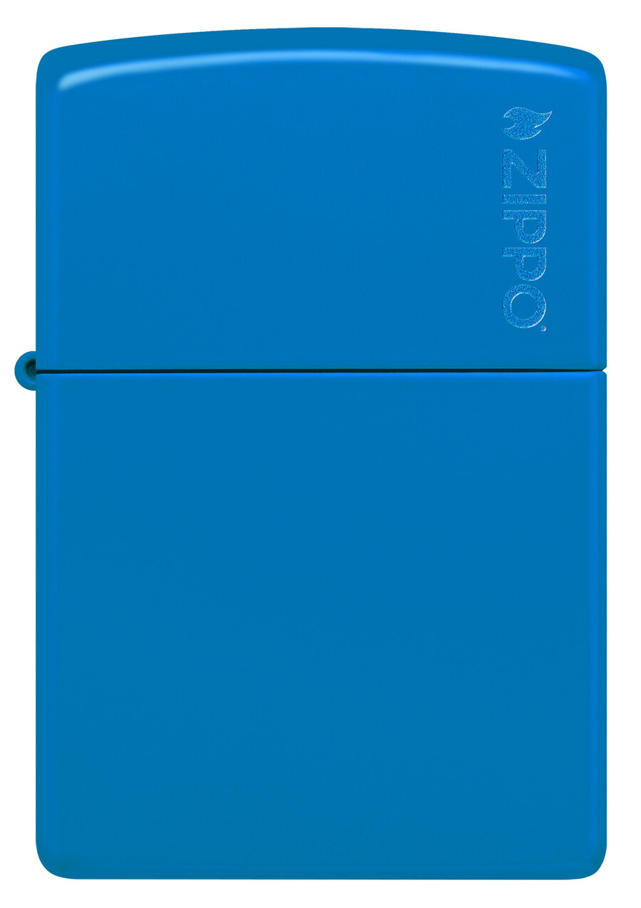 zippo clásico azul cielo mate con logotipo