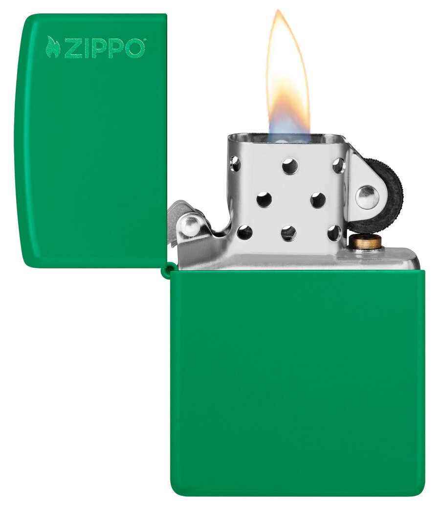 zippo clásico verde hierba mate con el logotipo
