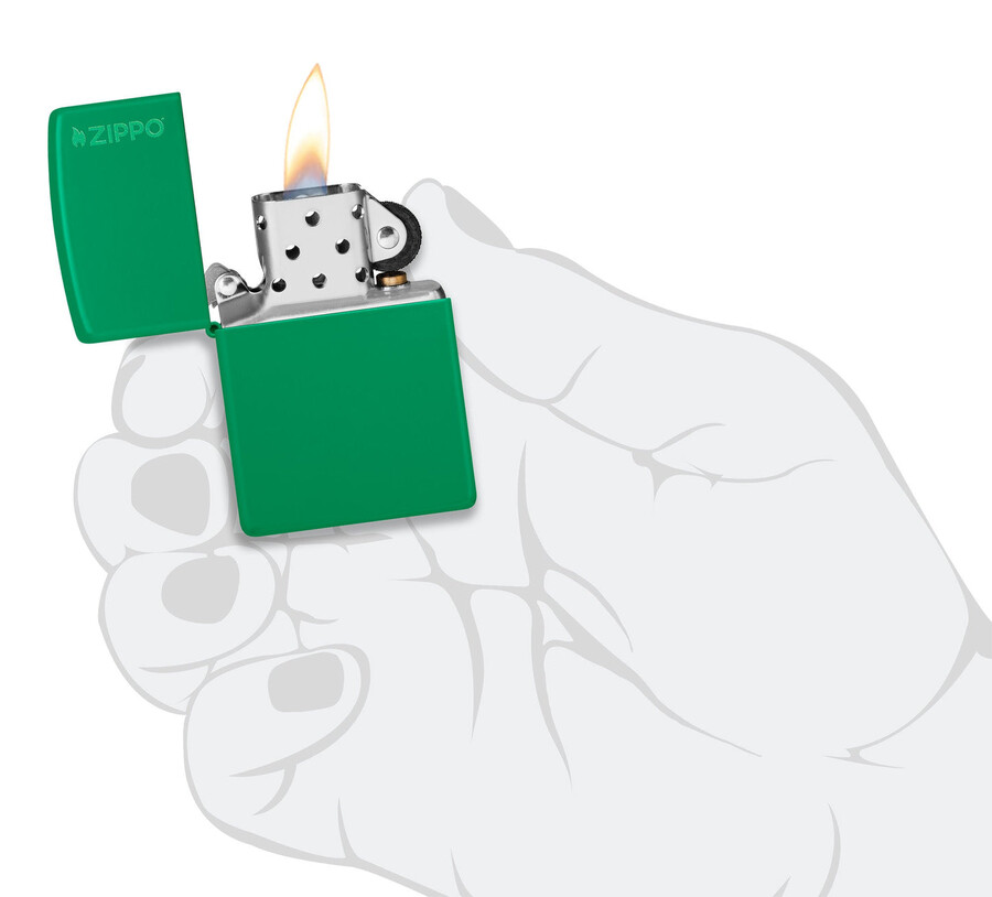 zippo clásico verde hierba mate con el logotipo