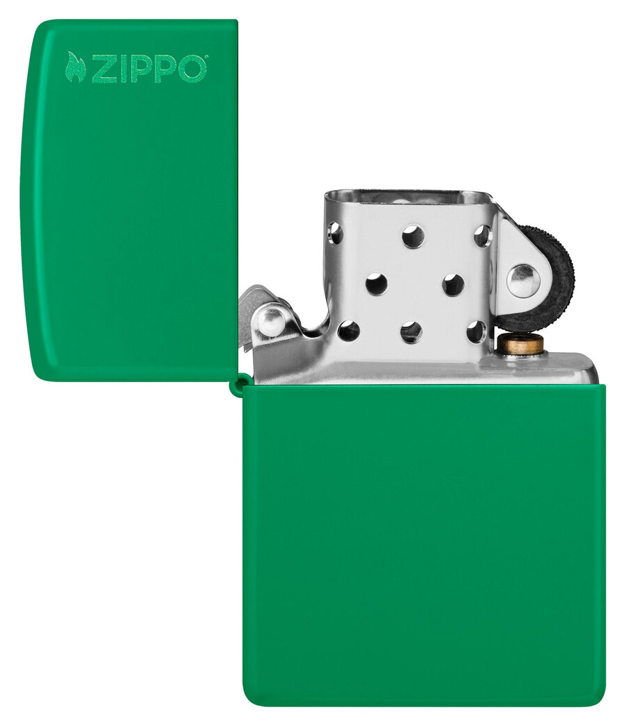 zippo clásico verde hierba mate con el logotipo