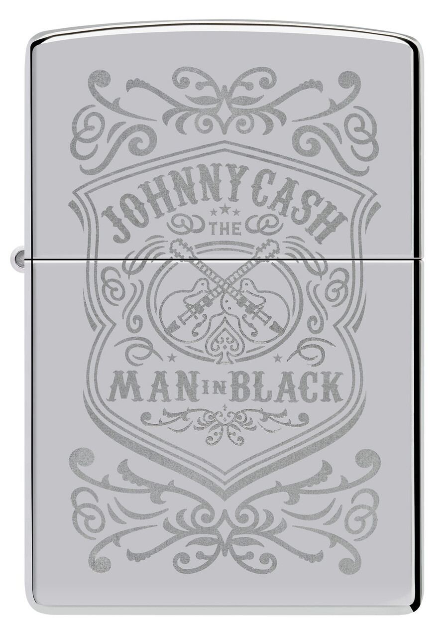 diseño de johnny cash man con escudo negro
