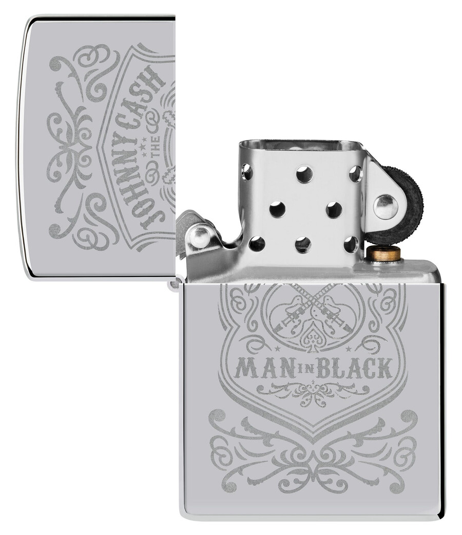 diseño de johnny cash man con escudo negro