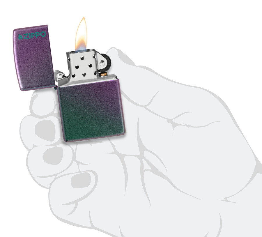 logotipo clásico iridiscente de zippo