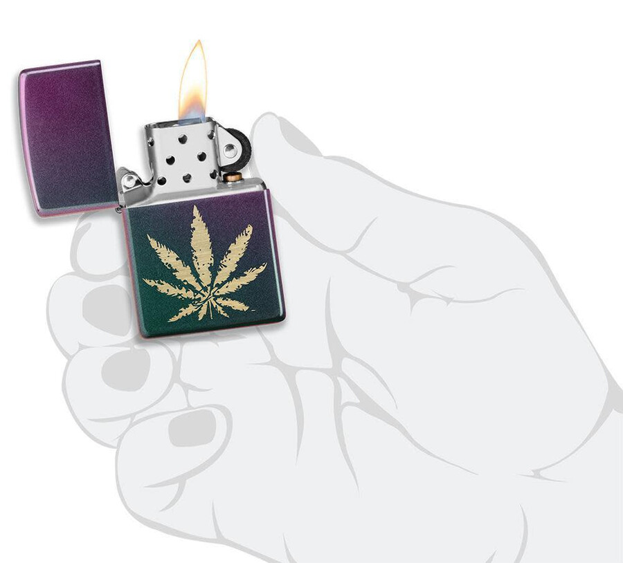 hoja de marihuana iridiscente