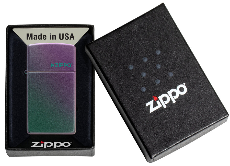 logotipo zippo iridiscente slim