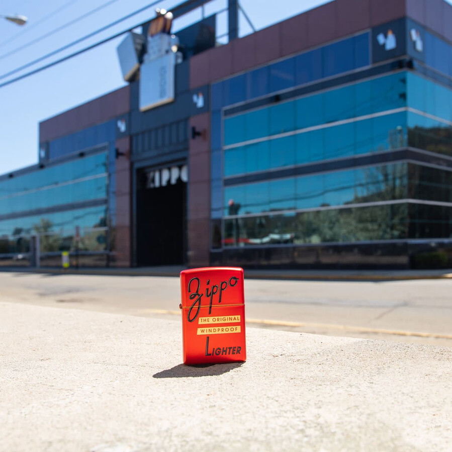 diseño de tapa de caja roja de zippo