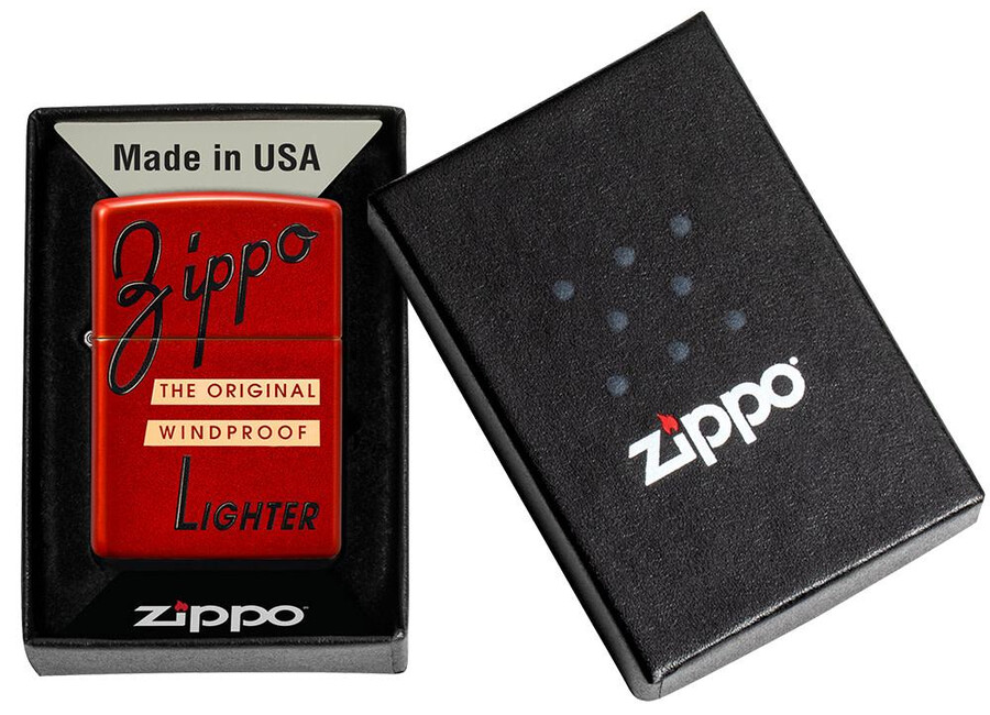 diseño de tapa de caja roja de zippo