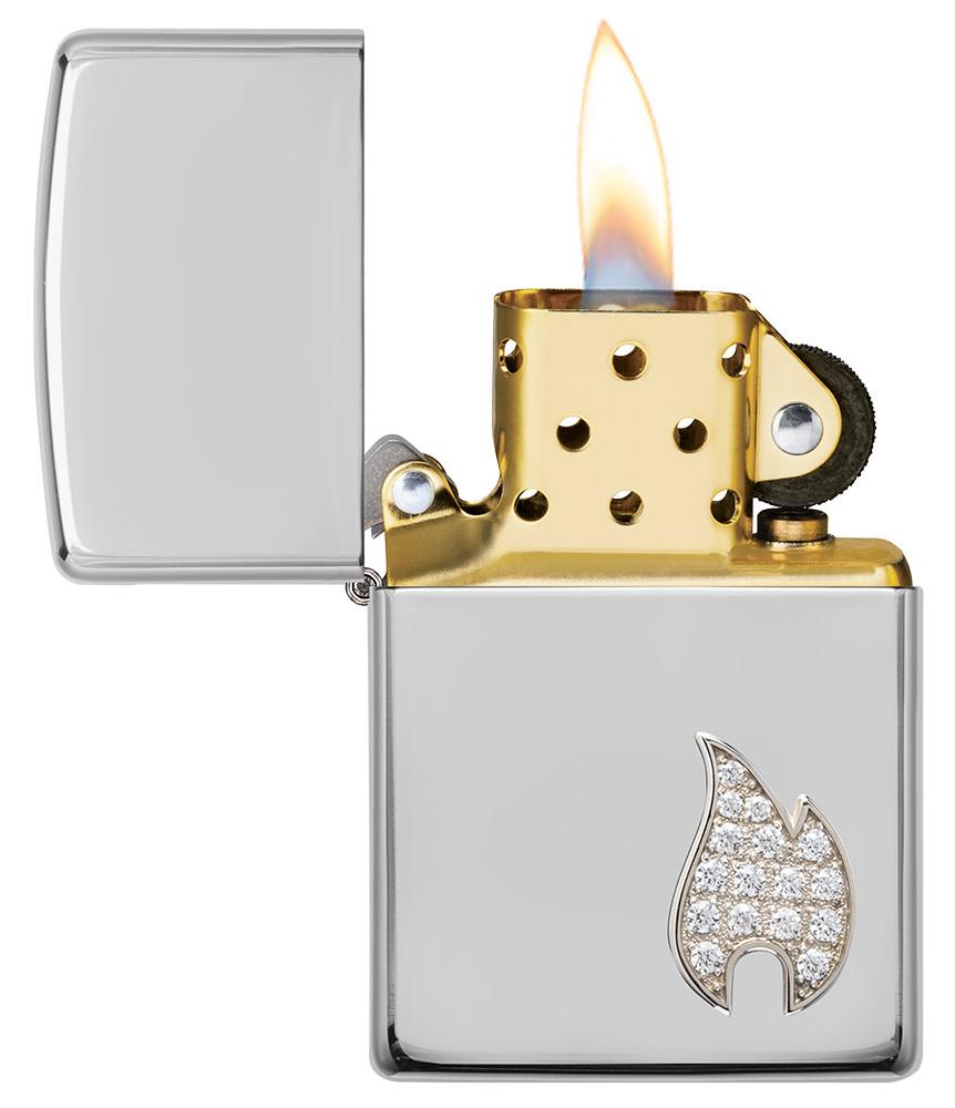 emblema de llama de plata esterlina