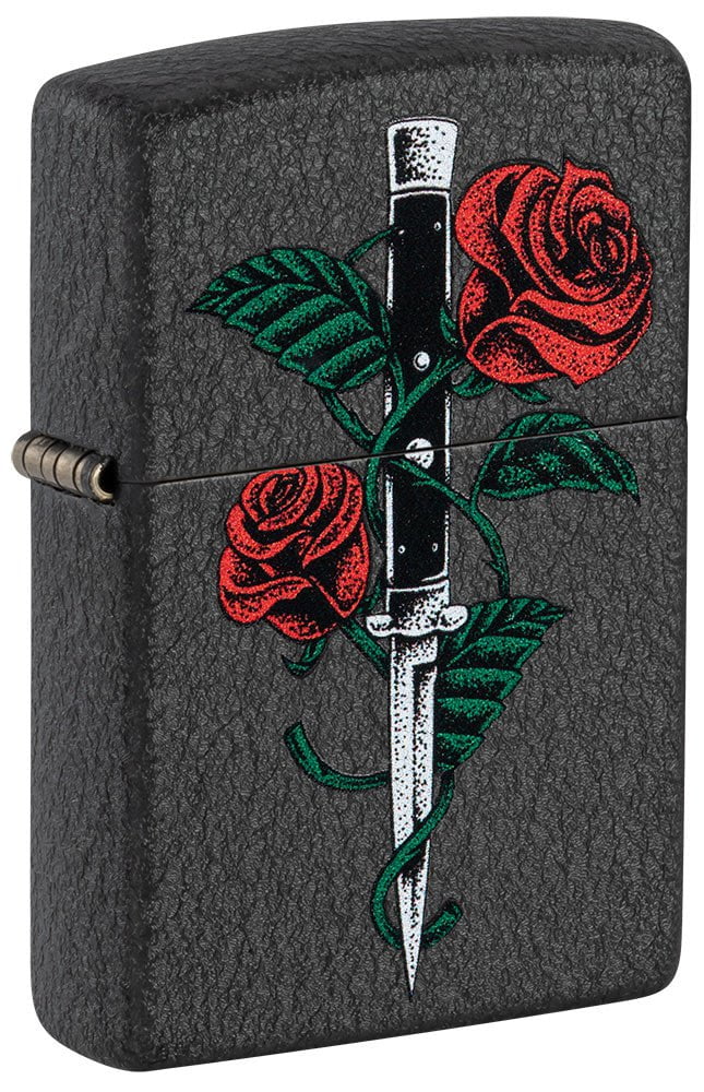 diseño de tatuaje de daga rosa