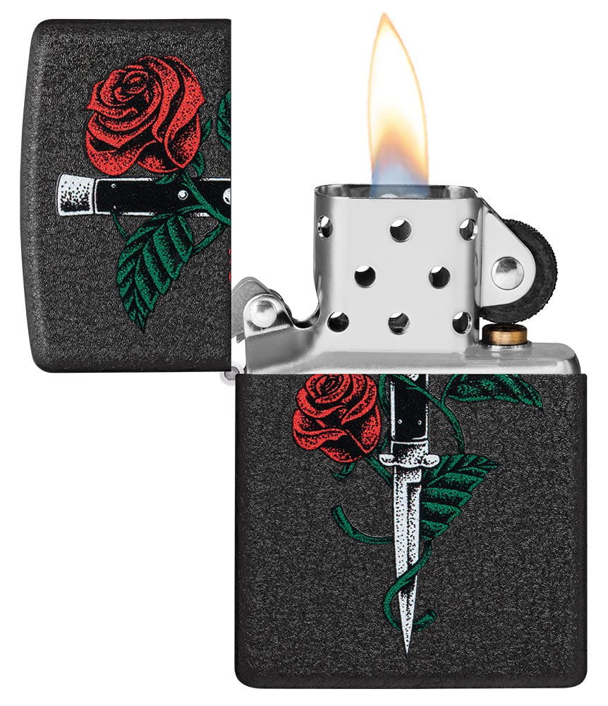 diseño de tatuaje de daga rosa